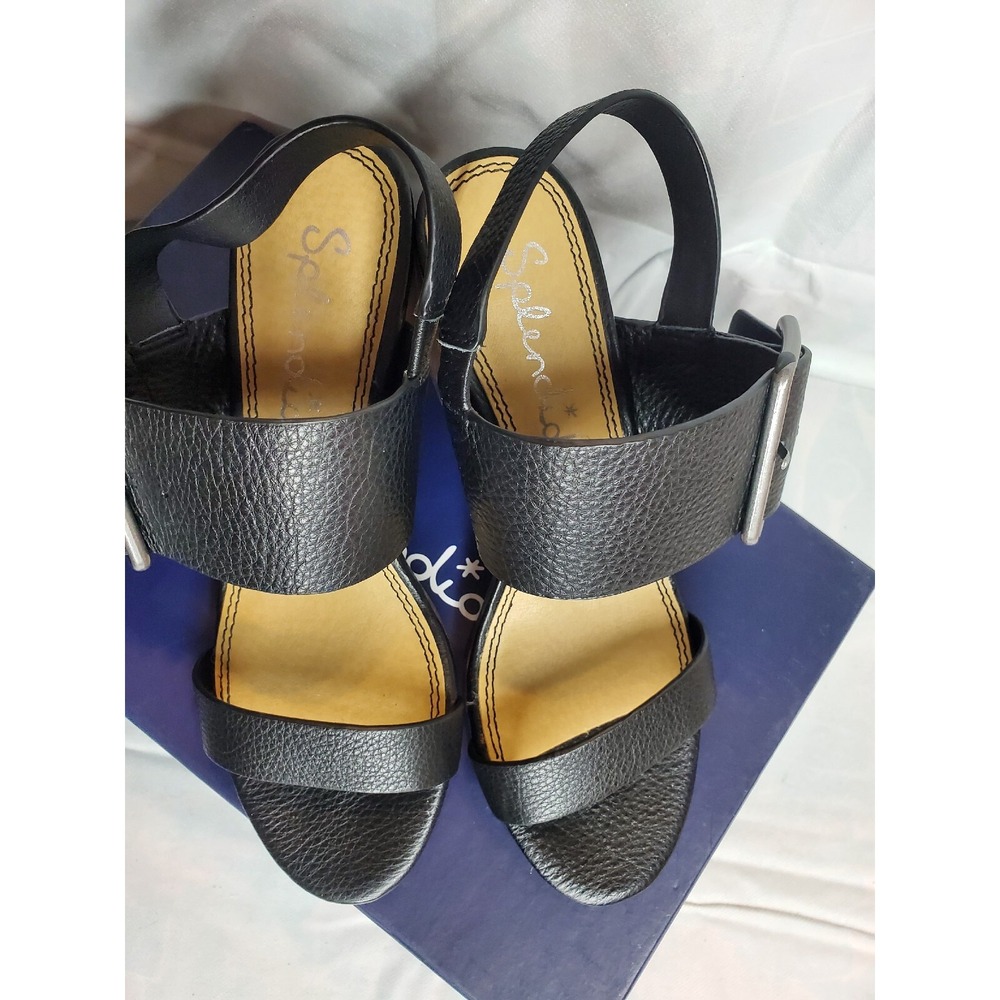 Splendid Bo Leather With Wooden Heelshoes black Open Toe, Open Heel. Size 6. - Picture 2 of 5